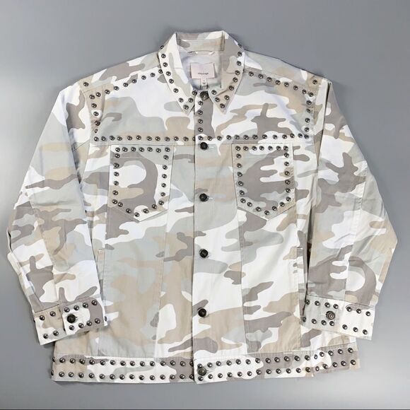 ⭕️ Cinq à Sept Chiara Camo Studded Jacket Women’s - Picture 3 of 14